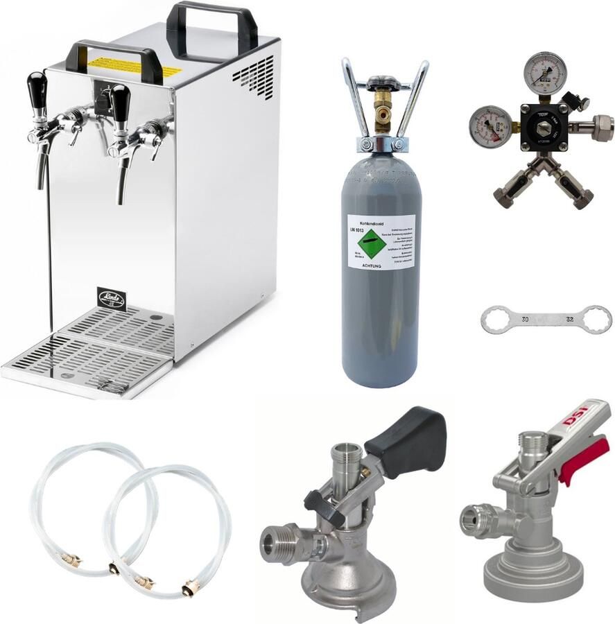 Ich-zapfe Complete set Biertap Kontakt 40 2-kraans droogkoeler 50 liter u Biertap Beertender Thuistap Bierkoeler Type M Type G