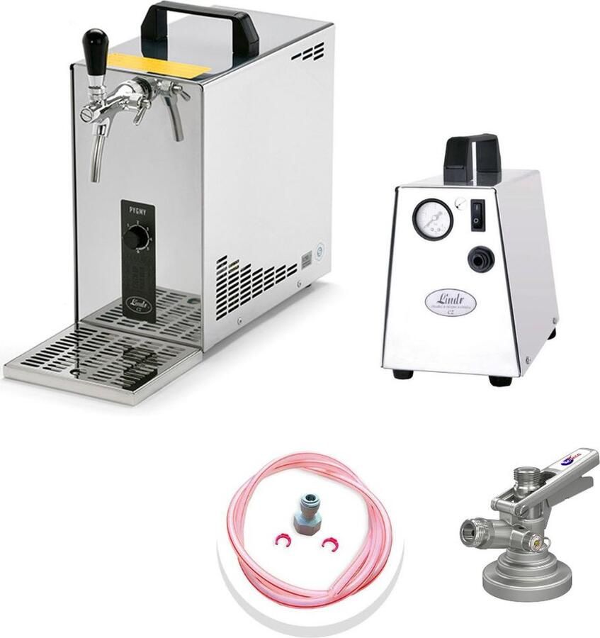 Ich-zapfe Complete Set Tapsysteem Biertap PYGMY 25 1-kraans droogkoeler 30 liter uur biertap Beertender Thuistap Bierkoeler Green Line KeyKeg