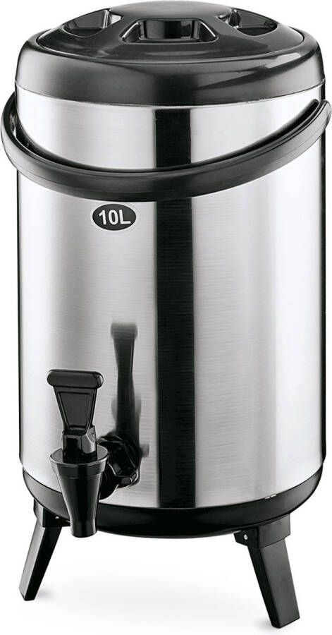 Ich-zapfe.de Drankdispenser 10 L Thermische container met kraan voor koffie koude melk water sap Geïsoleerde drankdispenser met kraan Zilver roestvrij staal