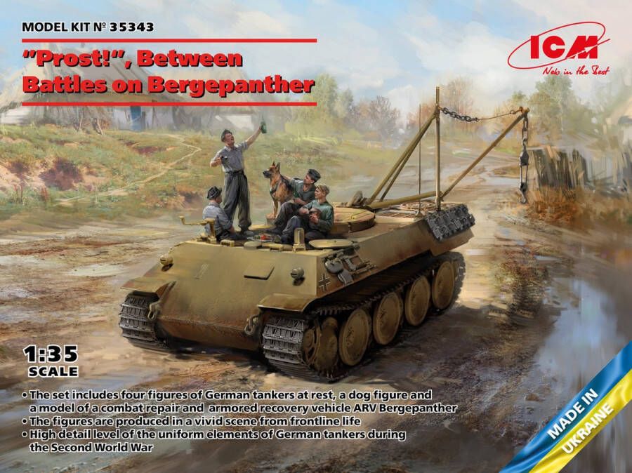 ICM 1:35 35343 Prost! Between Battles on Bergepanther Plastic Modelbouwpakket