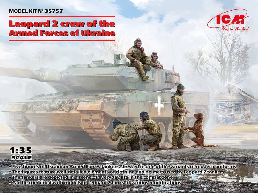 ICM 1:35 35757 Leopard Bemanning van de strijdkrachten van Oekraïne 5 Figuren Plastic Modelbouwpakket