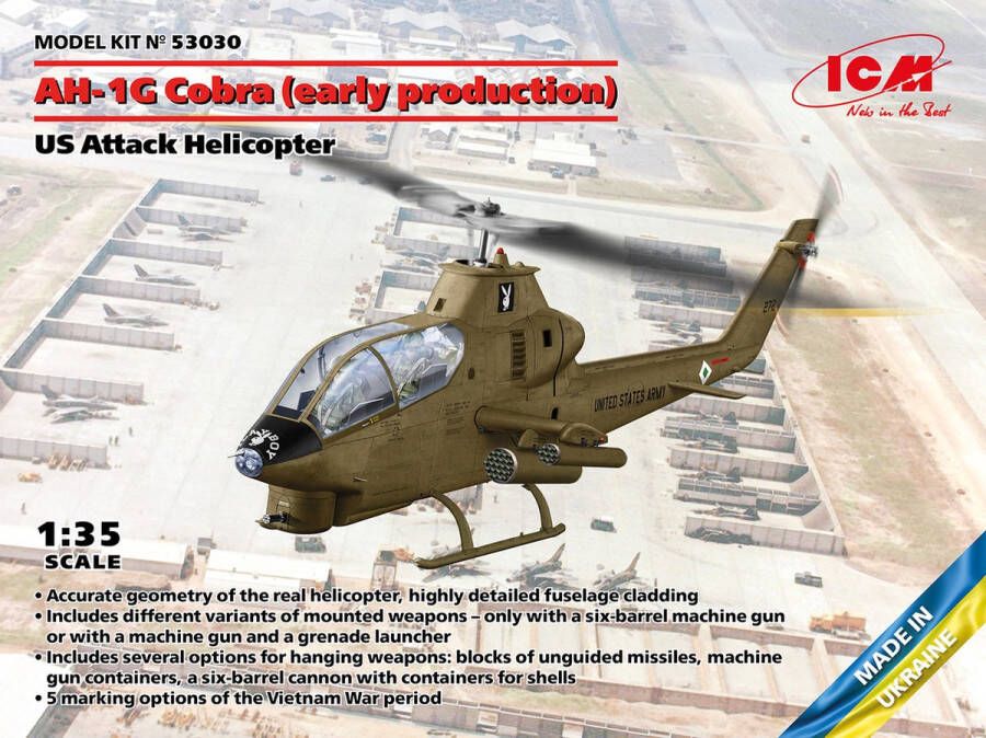 ICM 1:35 53030 AH-1G Cobra early prod. US Attack Helicopter Plastic Modelbouwpakket