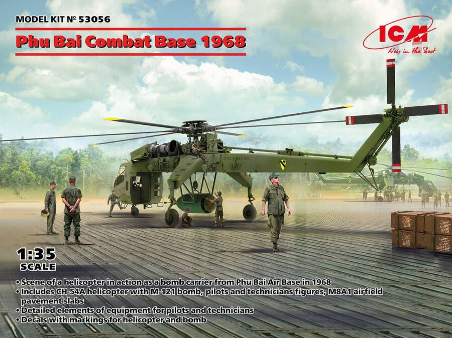 ICM 1:35 53056 Phu Bai Combat Base 1968 Sikorsky CH-54A Plastic Modelbouwpakket