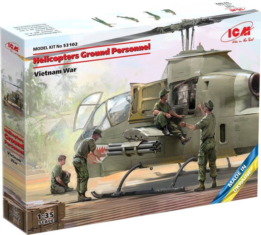 ICM 1:35 53102 Helicopters Ground Personnel Vietnam War Plastic Modelbouwpakket