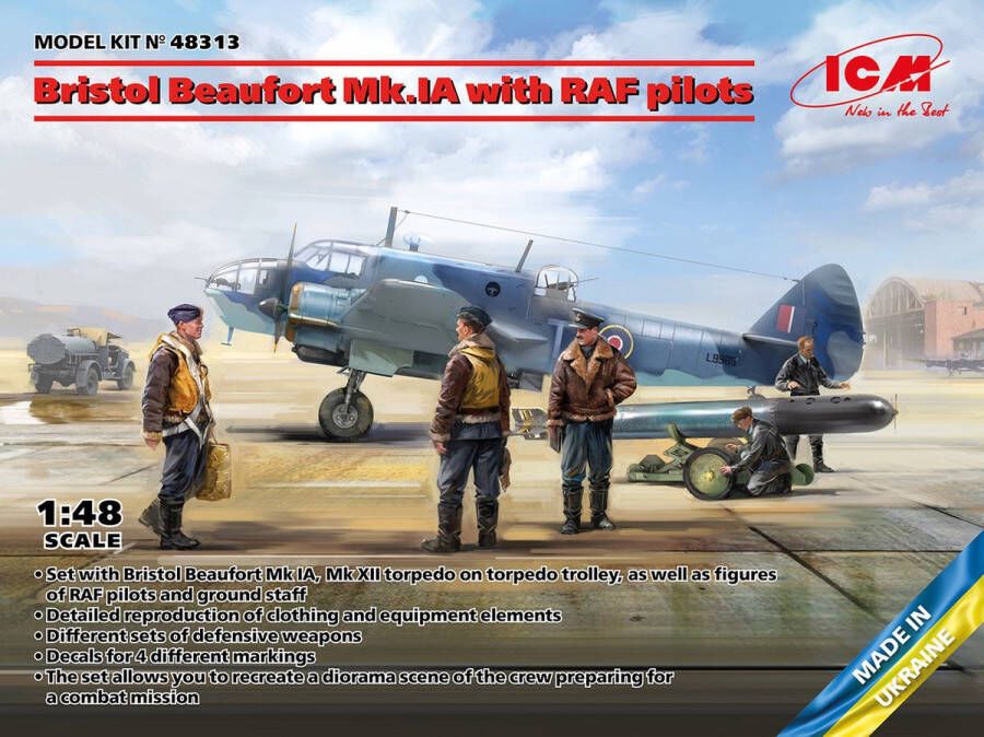 ICM 1:48 48313 Bristol Beaufort Mk.IA with RAF pilots Plastic Modelbouwpakket