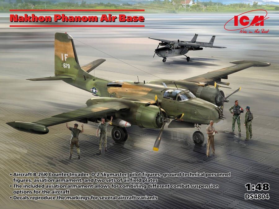 ICM 1:48 DS4804 Nakhon Phanom Air Base B-26K 0-2 Figuren Bewapening & Platen Plastic Modelbouwpakket