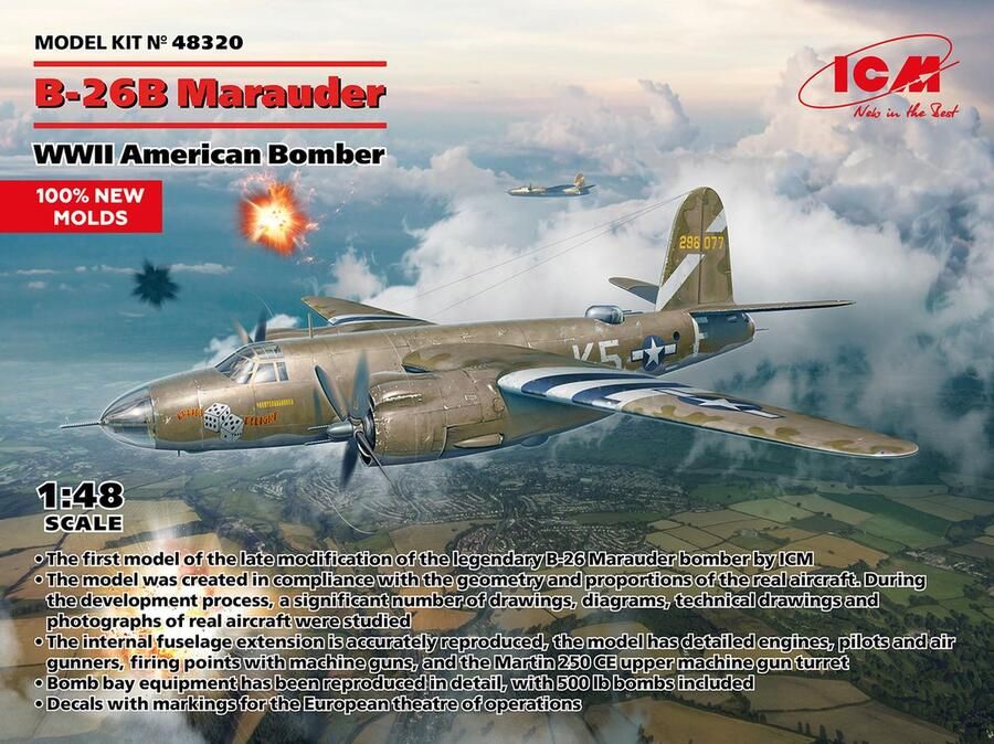 ICM 1:48 48320 B-26B Marauder WWII American Bomber Plastic Modelbouwpakket