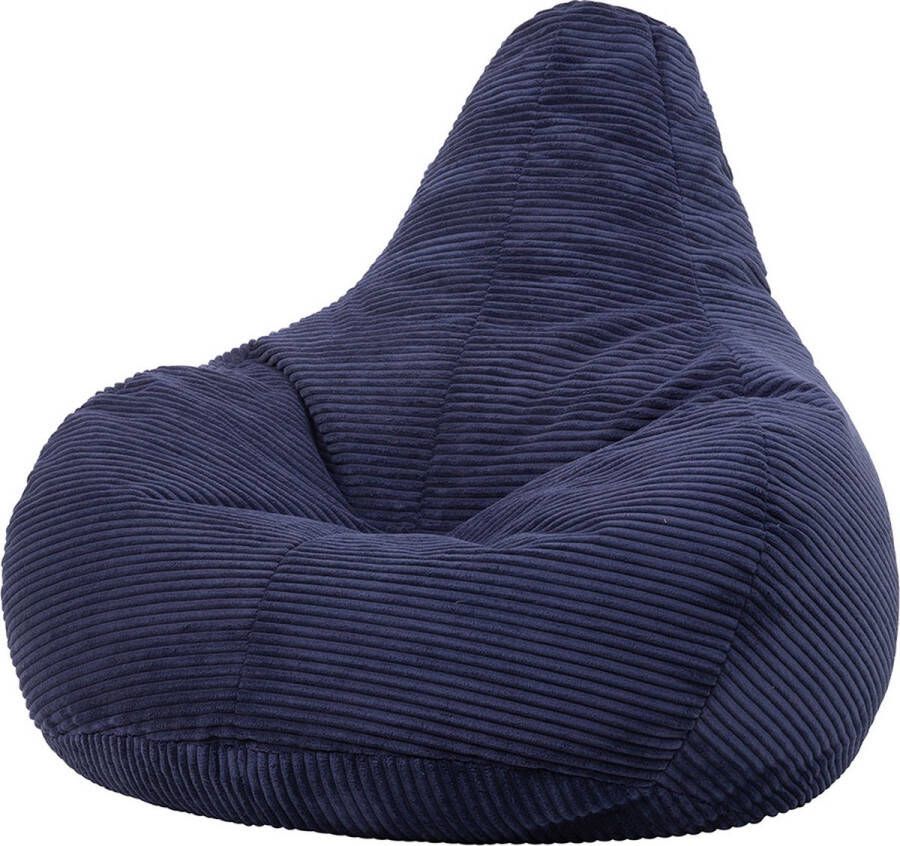Icon “Dalton” Corduroy Zitzakfauteuil Marineblauw Zitzakstoel Cord Zitzak Volwassenen met Vulling Woonkamerzitzakken