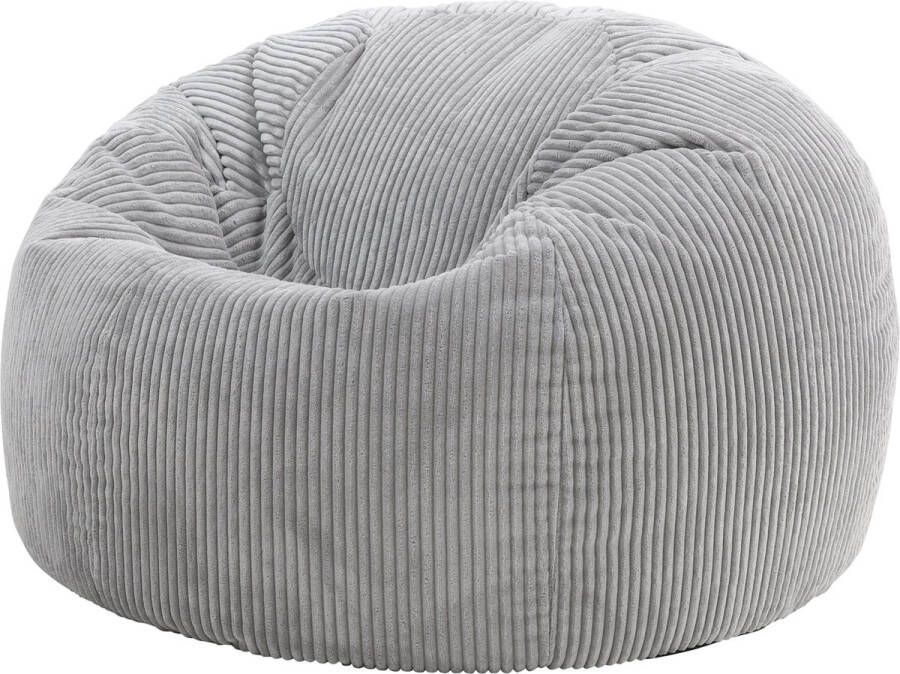 Icon “Kingston” Corduroy Zitzakfauteuil Grijs Zitzakstoel Cord Zitzak Volwassenen met Vulling Woonkamerzitzakken