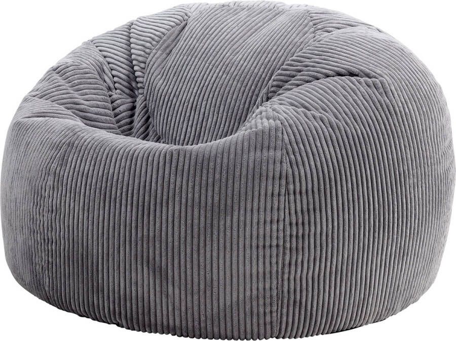 Icon “Kingston” Corduroy Zitzakfauteuil Houtskool Zitzakstoel Cord Zitzak Volwassenen met Vulling Woonkamerzitzakken