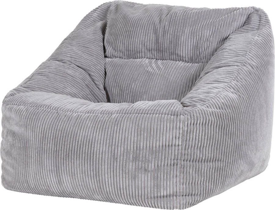 Icon “Morgan” Corduroy Zitzakfauteuil Grijs XXL Zitzakstoel Zitzak Volwassenen met Vulling Woonkamerzitzakken