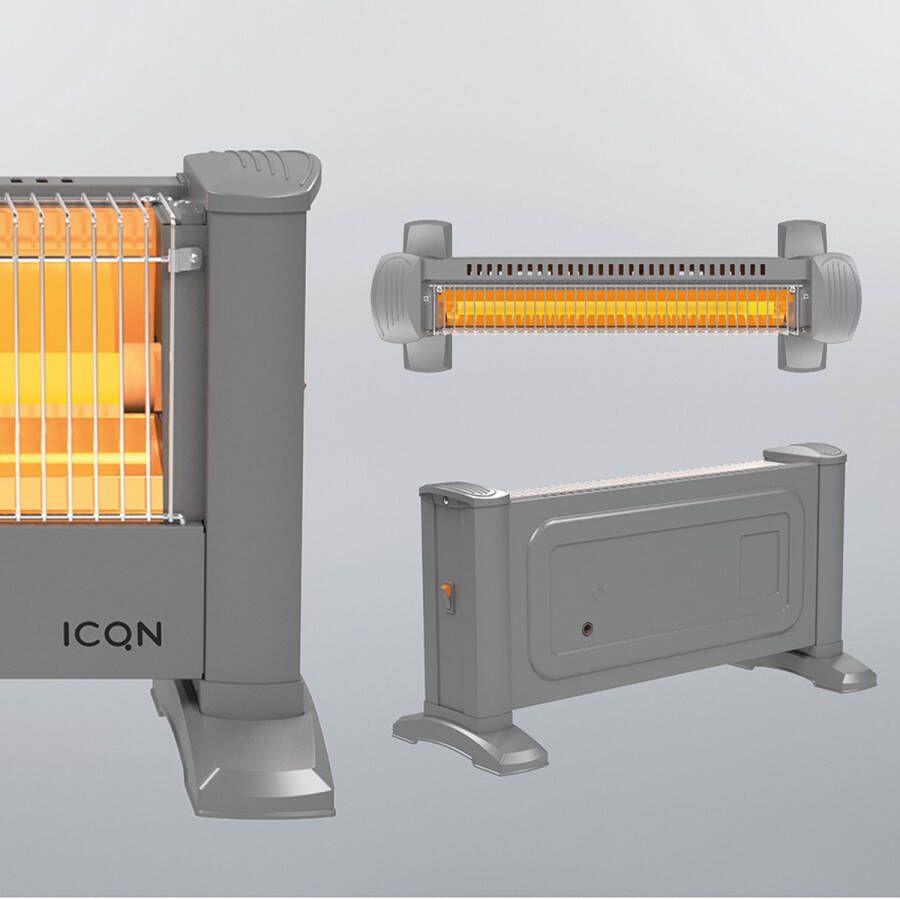 ICQN Infrarood Kachel Elektrische Verwarming Energiezuinig IP20 Elegant Grijs