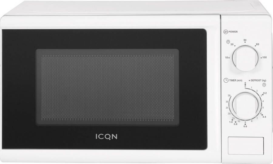 ICQN Magnetron 20L 700W 5 Vermogensniveaus 8 Automatische Programma's Gewicht en Tijd Gecontroleerd Ontdooien – Kinderslot Glazen Draaiplateau (25 5 cm) Zwart