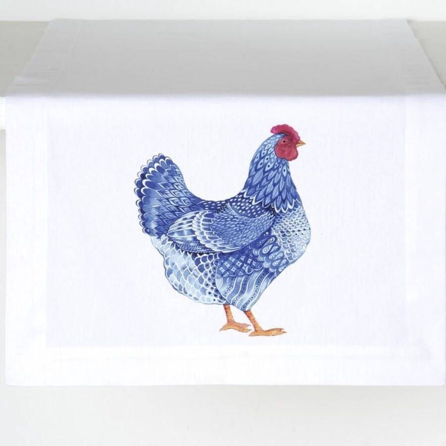 Ideal Home Tafelloper katoen Blue Rooster Haan 150 x 45 cm