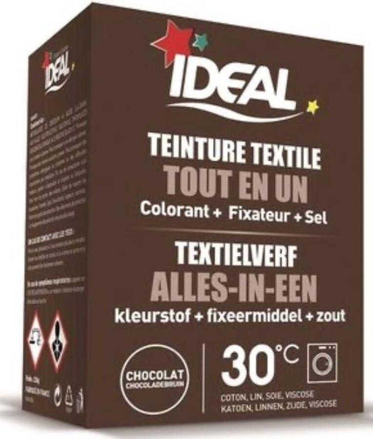 Ideal textielverf bruin 350 gram Wasmachine Alles in 1 30ºC Handwas Tie Dye Eenvoudig en milieuvriendelijk in gebruik