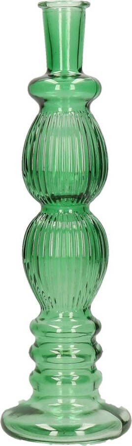 Ideas 4 Seasons Bloemenvaas Florence groen glas ribbel D9 x H28 cm