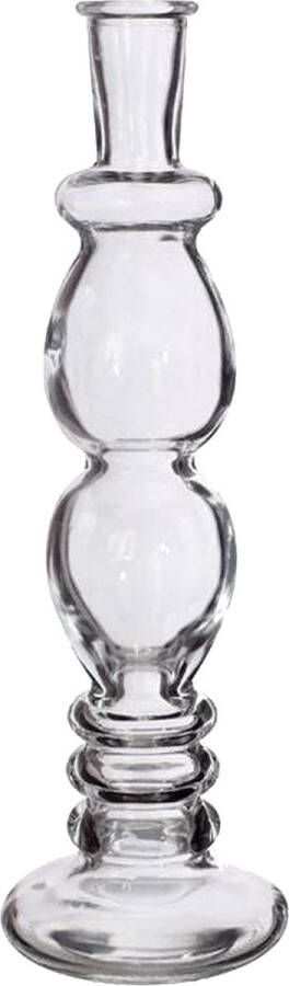 Merkloos Kaarsen kandelaar Florence transparant glas helder D9 x H28 cm kaars kandelaars