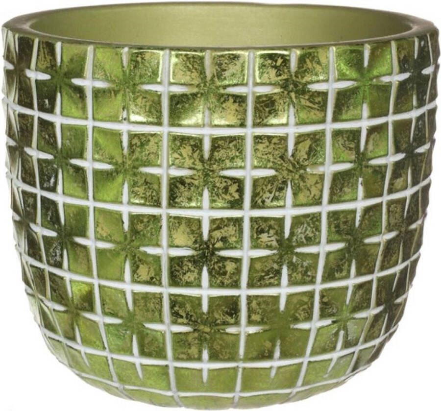 Ideas 4 Seasons Ideas4seasons Bloempot plantenpot ruit motief Hanoi metallic groen D14 x H12 cm voor binnen