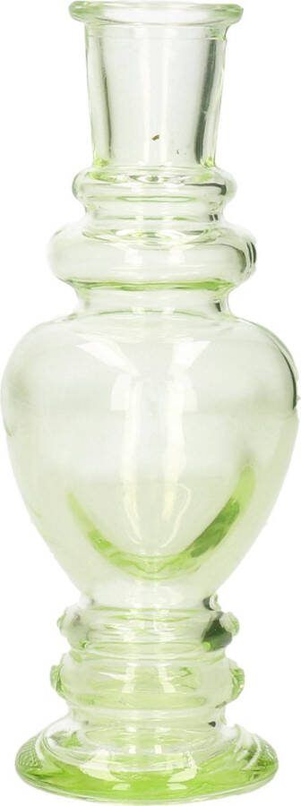 Ideas 4 Seasons Bloemenvaas Venice voor kleine stelen boeketten gekleurd sierglas helder lichtgroen D5.7 x H15 cm