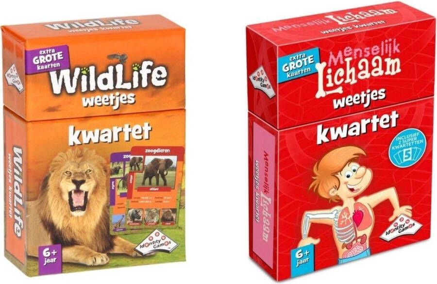 Identity Games Spellenbundel Kwartet 2 stuks Wildlife Kwartet & Menselijk Lichaam Kwartet