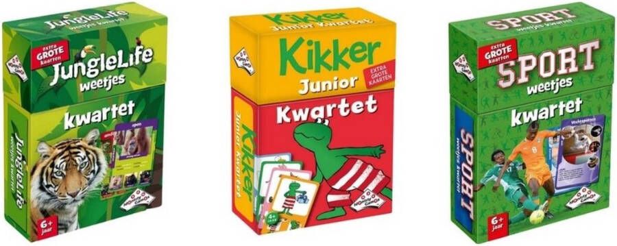 Identity Games Spellenbundel Kwartet 3 stuks Junglelife Kwartet & Kikker Junior Kwartet & Sport Weetjes Kwartet