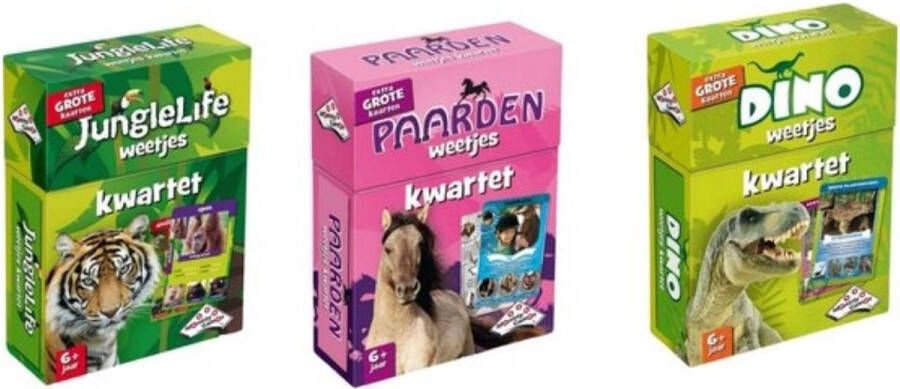 Identity Games Spellenbundel Kwartet 3 stuks Junglelife Kwartet & Paarden Kwartet & Dino Kwartet