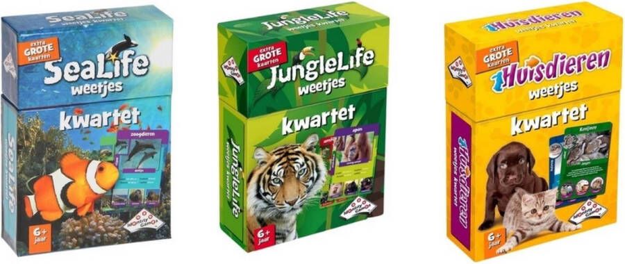 Identity Games Spellenbundel Kwartet 3 stuks Sealife Kwartet & Junglelife Kwartet & Huisdieren Kwartet