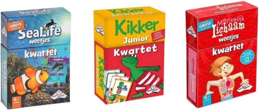 Identity Games Spellenbundel Kwartet 3 stuks Sealife Kwartet & Kikker Junior Kwartet & Menselijk Lichaam Kwartet