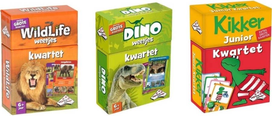 Identity Games Spellenbundel Kwartet 3 stuks Wildlife Kwartet & Dino Kwartet & Kikker Jr. Kwartet