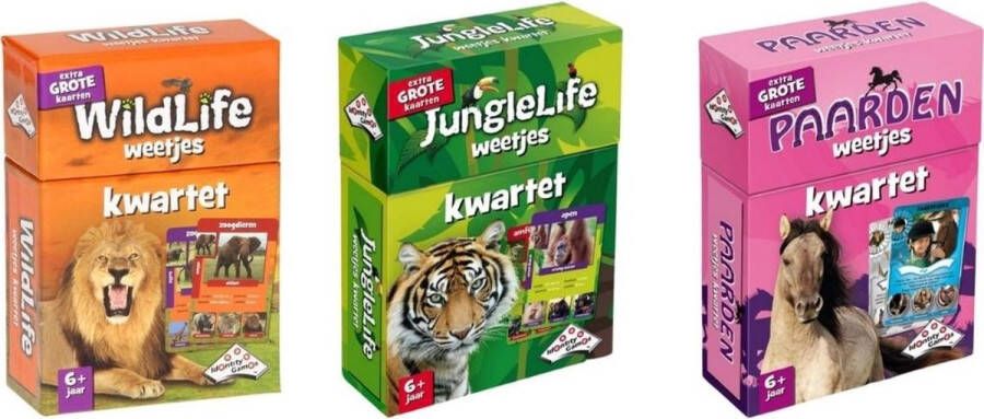 Identity Games Spellenbundel Kwartet 3 stuks Wildlife Kwartet & Junglelife Kwartet & Paarden Kwartet