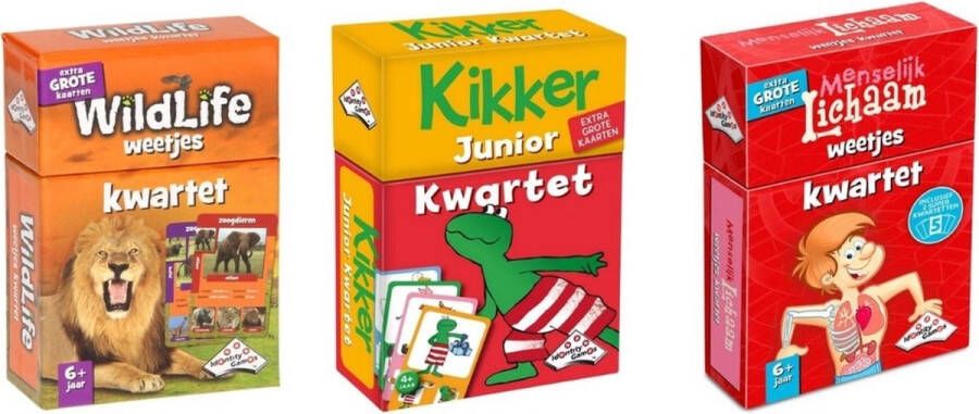 Identity Games Spellenbundel Kwartet 3 stuks Wildlife Kwartet & Kikker Junior Kwartet & Menselijk Lichaam Kwartet