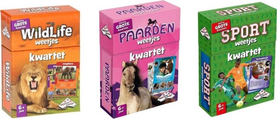 Identity Games Spellenbundel Kwartet 3 stuks Wildlife Kwartet & Paarden Kwartet & Sport Weetjes Kwartet