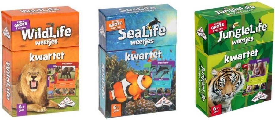 Identity Games Spellenbundel Kwartet 3 stuks Wildlife Kwartet & Sealife Kwartet & Junglelife Kwartet