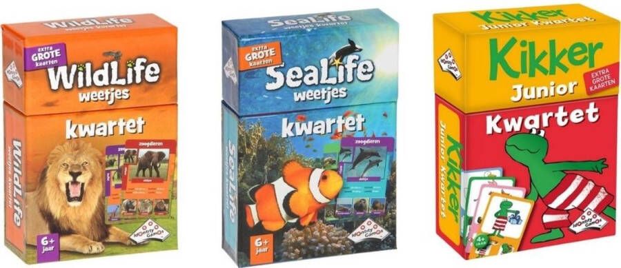 Identity Games Spellenbundel Kwartet 3 stuks Wildlife Kwartet & Sealife Kwartet & Kikker Jr. Kwartet