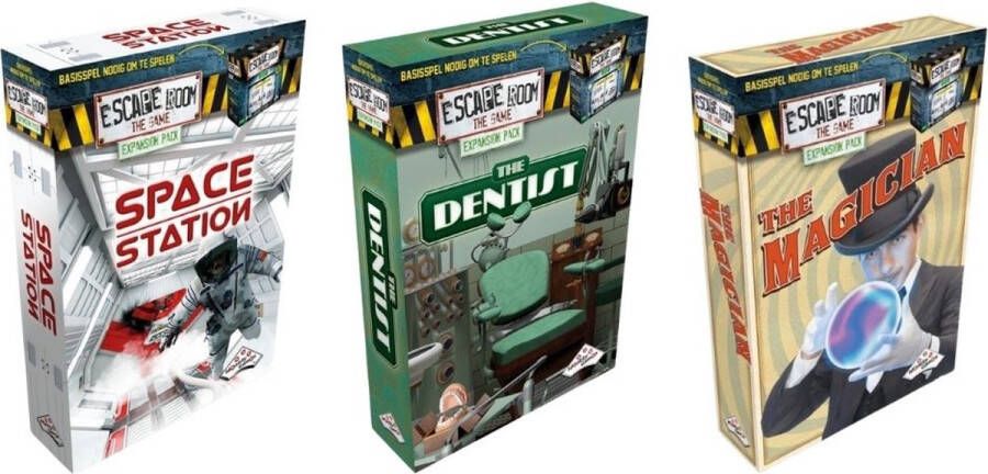 Identity Games Uitbreidingsbundel 3 Stuks Escape Room Space Station & The Dentist & The Magician