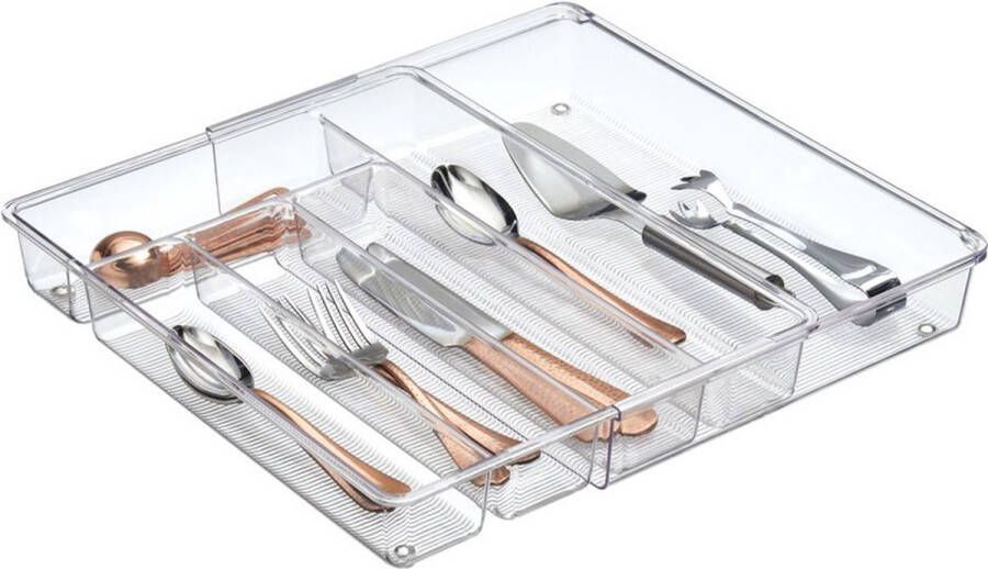 IDesign Lade Organizer 5 Vakken Uitschuifbaar 28.7 x 36.6 x 5.8 cm Kunststof Transparant Linus