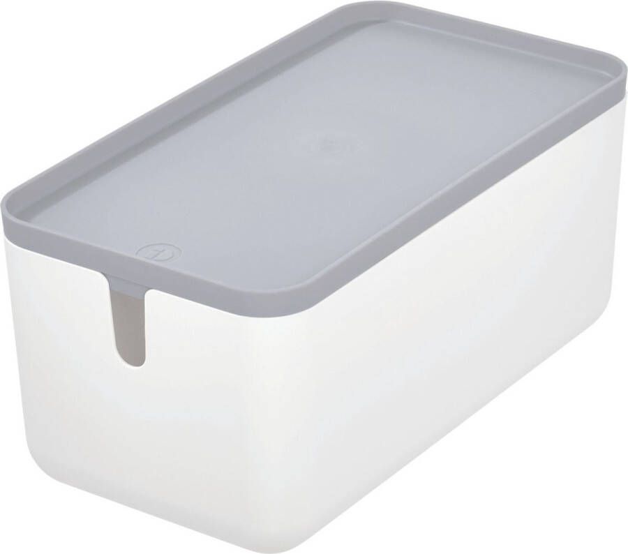 IDesign Opbergbox met Deksel Stapelbaar 30.5 x 16.5 x 14.6 cm Wit Kunststof Cade
