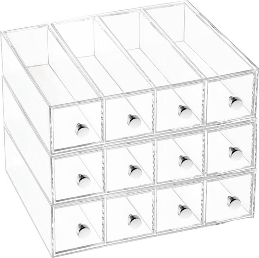 IDesign Ladekast Make-up Organizer Small 4 Lades 6.6 x 17.7 x 25.2 cm Transparant Kunststof Drawers