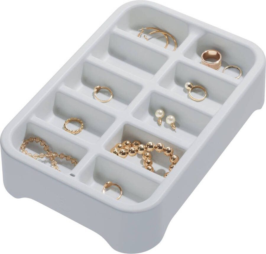 IDesign Eco Tray Lade Organizer 10 Vaks Gerecycled Kunststof Grijs