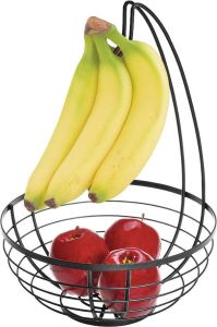 IDesign Fruitschaal met bananenhaak Zwart Decoratief