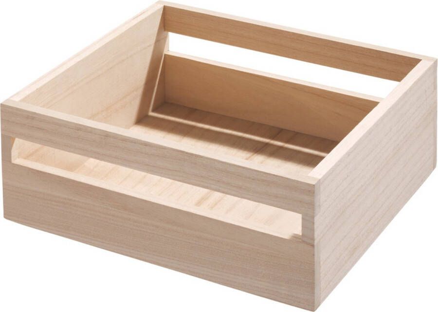 IDesign Opbergbox met Handvat 25.4 x 25.4 x 10.5 cm Paulownia Hout Eco Wood