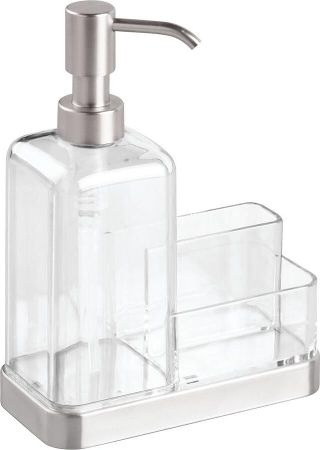 IDesign Gootsteen Caddy met Zeepdispenser RVS Kunststof Transparant Forma