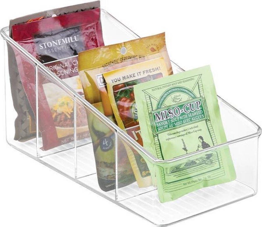 IDesign Open Opbergbox met 4 Vakken Schuin 27.9 x 13 x 13 cm Kunststof Transparant Linus
