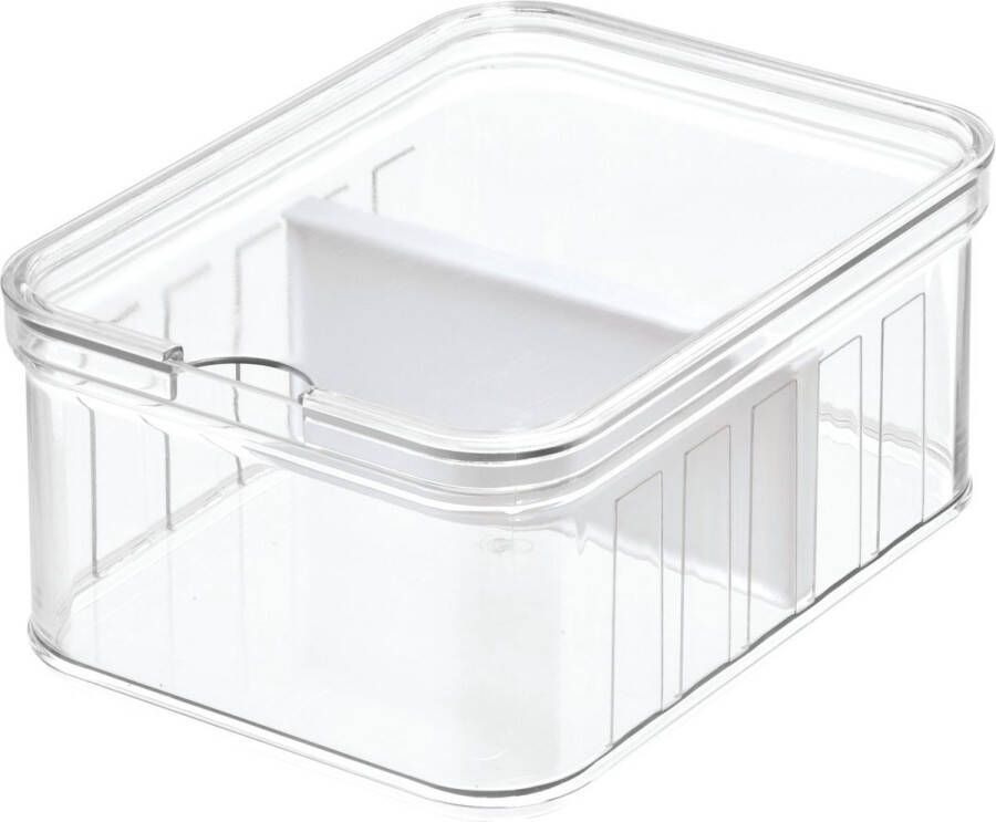 IDesign Koelkast organizers met verdeelschotten Transparant Sorteervakken Stapelbaar Met deksel Small 16 5 x 21 5 x 9 5 cm