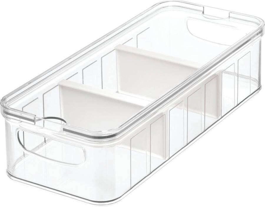 IDesign Opbergbox Koelkast met Verdeelvakken 37.7 x 16.2 x 9.7 cm Stapelbaar Kunststof Transparant Cri