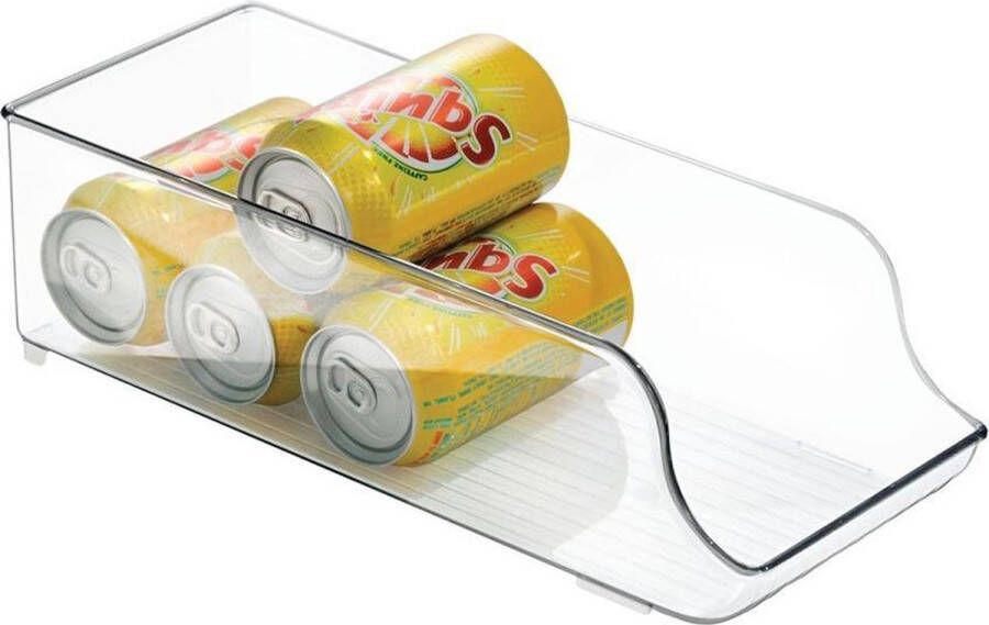 IDesign Koelkast Organizer voor Blikjes 13.7 x 34.8 x 10.4 cm Kunststof Transparant Fridge Binz