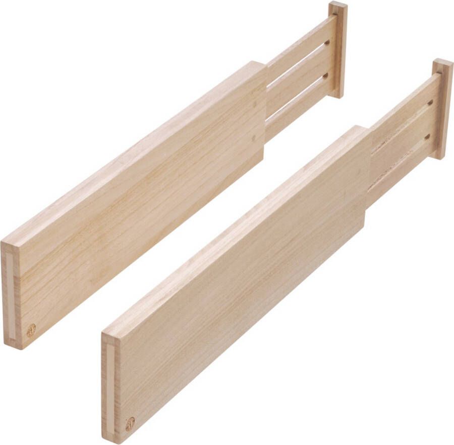 IDesign Ladeverdeler hout verstelbaar Hout Verstelbaar & Duurzaam & Uitschuifbaar 10 cm hoog (set van 2 stuks)