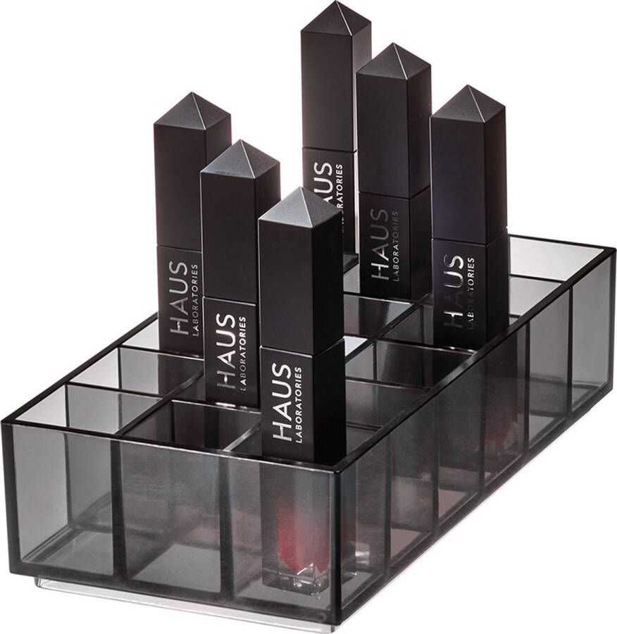 Lipstick organizer make-up organizer voor 18 lipsticks uit de Signature Series van Sarah Tanno plastic cosmetische opberger voor lipsticks en glans grijs