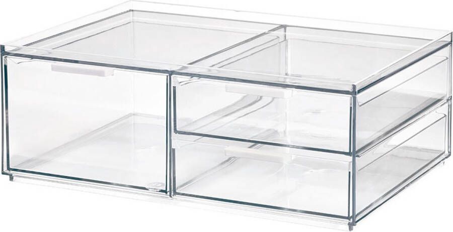 IDesign Make-up Organizer 3 Lades Breed 30.5 x 20.3 x 11.4 cm Transparant Sarah Tanno Collection