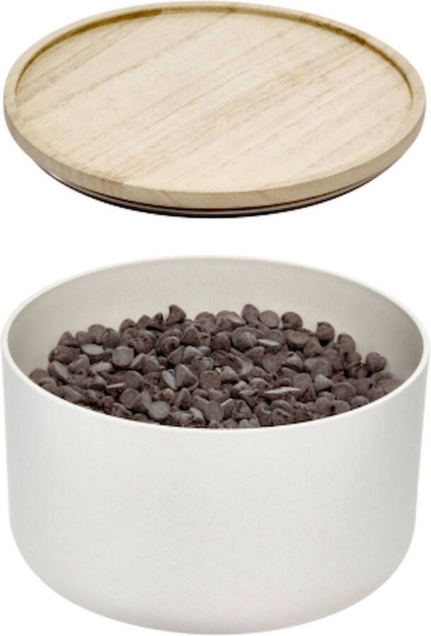 IDesign Mengkom met Deksel Medium Gerecycled kunststof en Paulownia Hout| Ro Pansino x